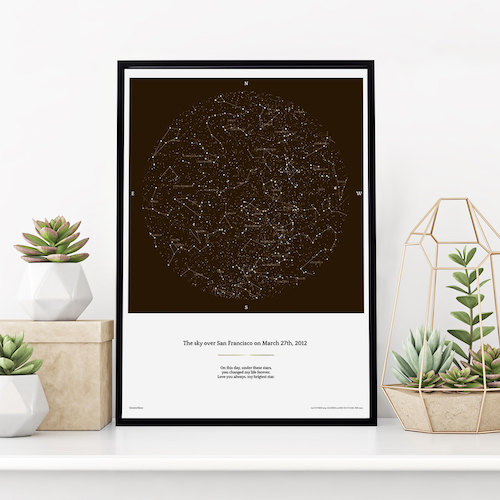 Une carte du ciel Classique brune parmi des plantes dans un salon