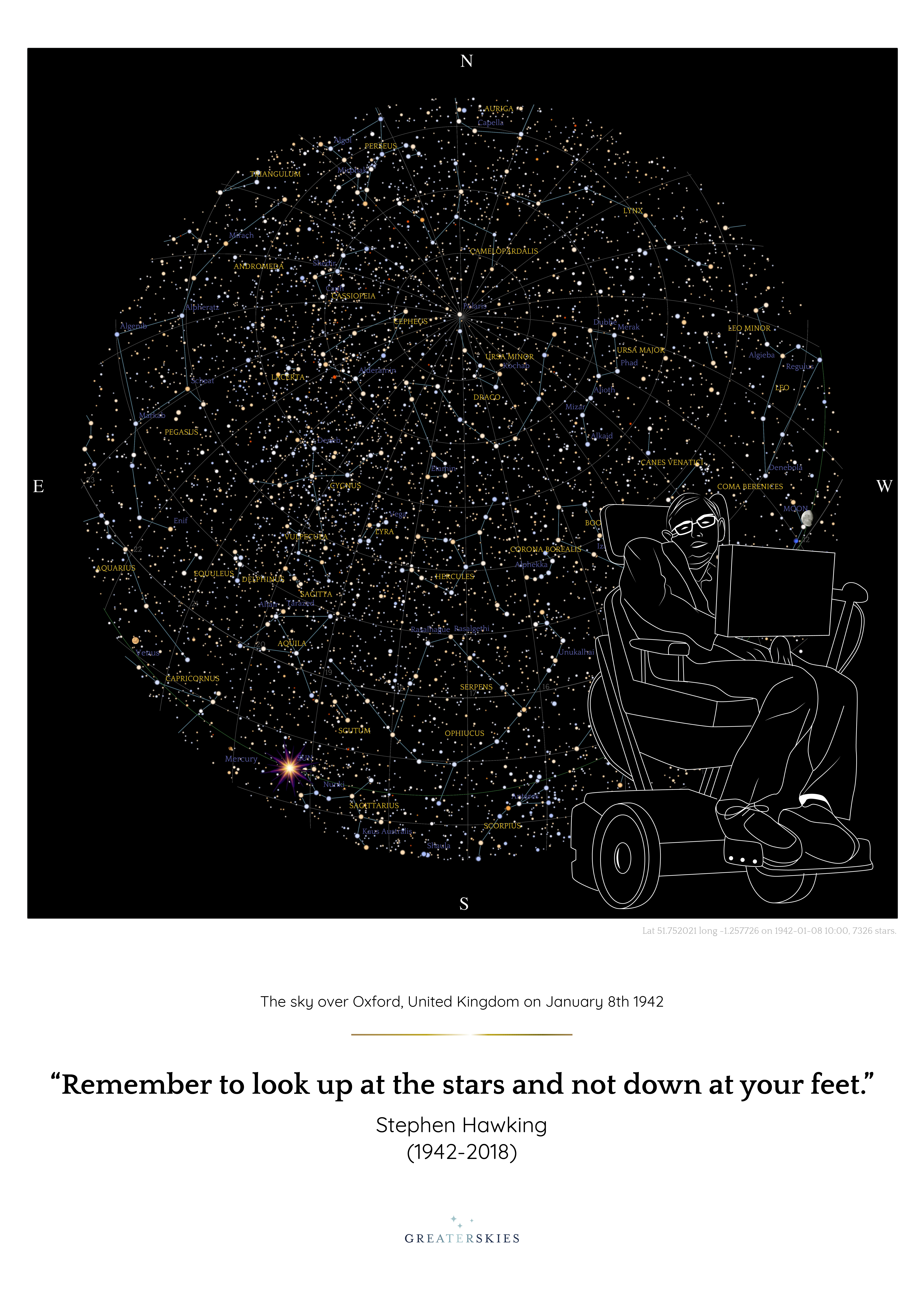 Carte de voeux électronique avec carte des étoiles