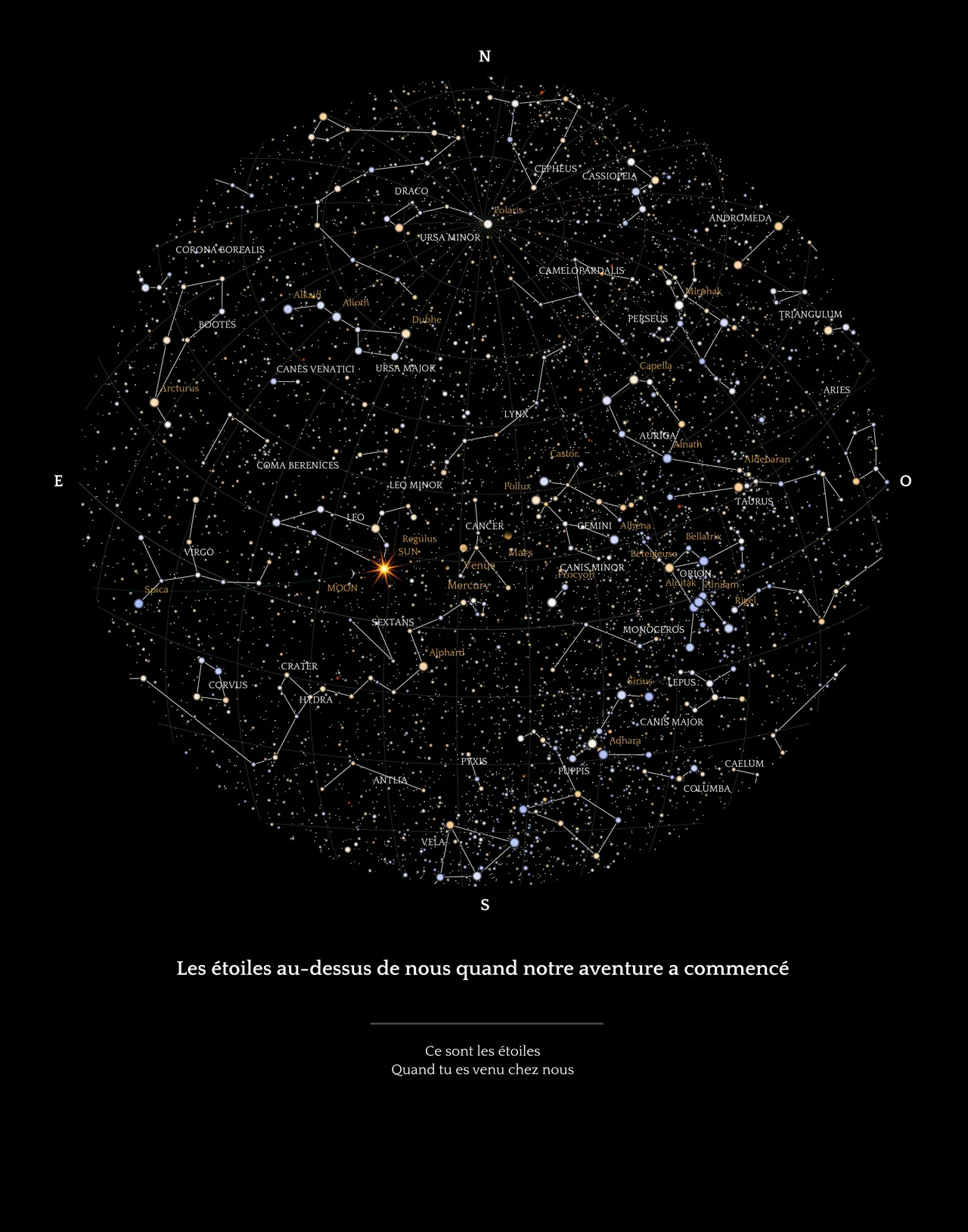 Une carte stellaire est une carte détaillée du ciel tel qu'il apparaît de n'importe où sur Terre, dans le passé, le présent ou le futur.