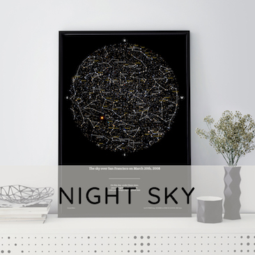 Carte du ciel nocturne avec des plantes