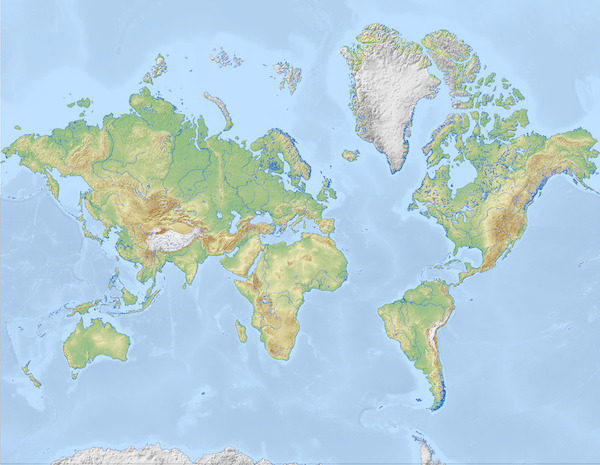 Une image miroir d'une carte de la Terre montrant l'équivalence entre l'Est et l'Ouest dans une carte des étoiles.