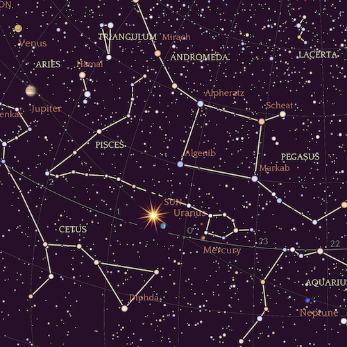 Design Ciel nocturne en prune : le Soleil parmi les constellations